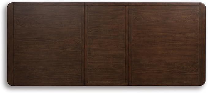 Signature Design by Ashley Kendamor Rectangular Dining Room Extension Table with Table Glide System, Seats up to 8, Wood, 108" Wide with Leaf, Dark Brown