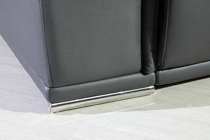 BlackJack Furniture Venice Top Grain Italian Leather Power Recline 5 Piece Sofa - 134" Theater Seating Modern Couch for Living Room Apartment Home with Adjustable Headrests & USB Port, Dark Grey