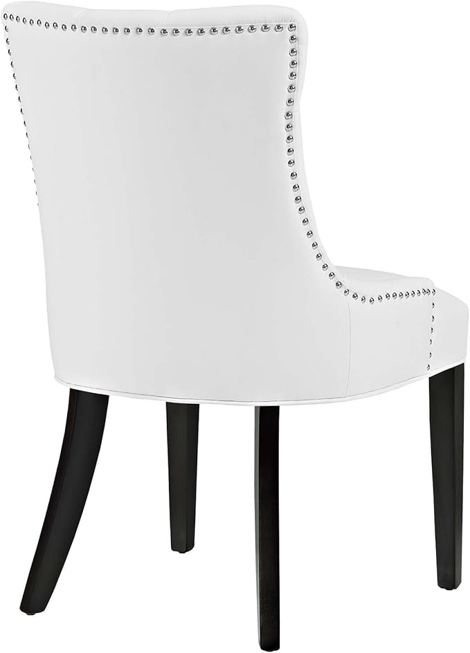 Modway Regent Modern Tufted Faux Leather Upholstered Two Dining Chairs with Nailhead Trim in White
