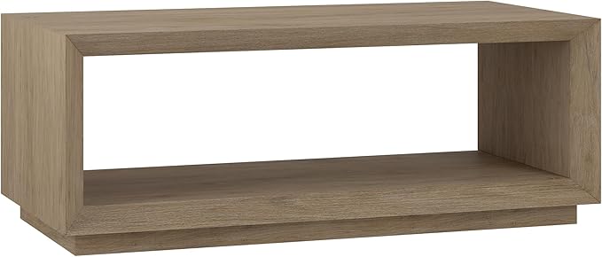 Henn&Hart 48" Rectangular Coffee Table with Open Storage Shelf for Living Room, Family Room, or Office, Weathered Gray
