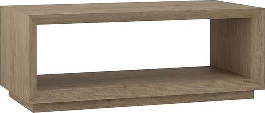 Henn&Hart 48" Rectangular Coffee Table with Open Storage Shelf for Living Room, Family Room, or Office, Weathered Gray