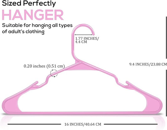 Utopia Home Plastic Hangers 30 Pack - Perfect Space Saving Clothes Hanger - Durable and Strong - Perfect Closet Organizers with Shoulder Grooves (Pink)