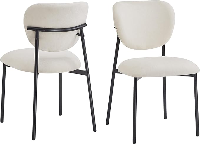 Merax 3-Piece Round Dining Table Set for 2, 31" Aluminum Circle Kitchen Dinner Table with 2 Upholstered Dining Chairs, Metal Legs, for Living Room Apartment Cafe Small Place, Beige+Black