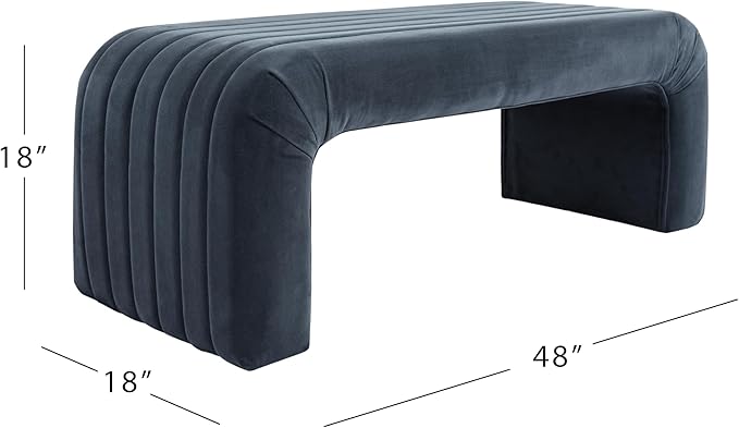 Spatial Order Modern Arch Channel Bench | Bench for Living Room & Bedroom | Decorative Home Furniture - Blue Velvet
