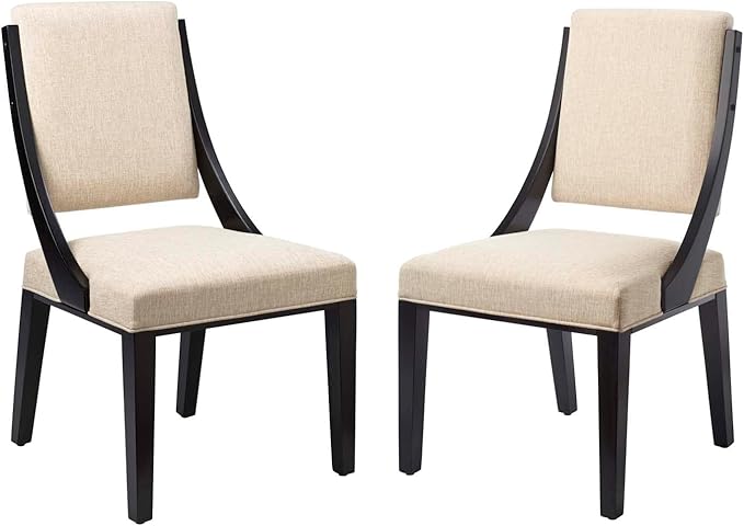 Modway Cambridge Upholstered Fabric Dining Side Chairs in Beige - Set of 2