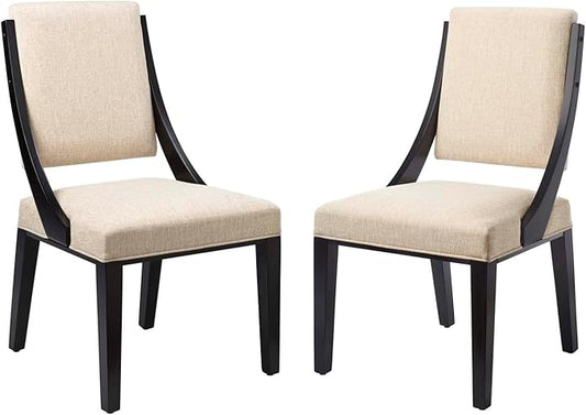 Modway Cambridge Upholstered Fabric Dining Side Chairs in Beige - Set of 2