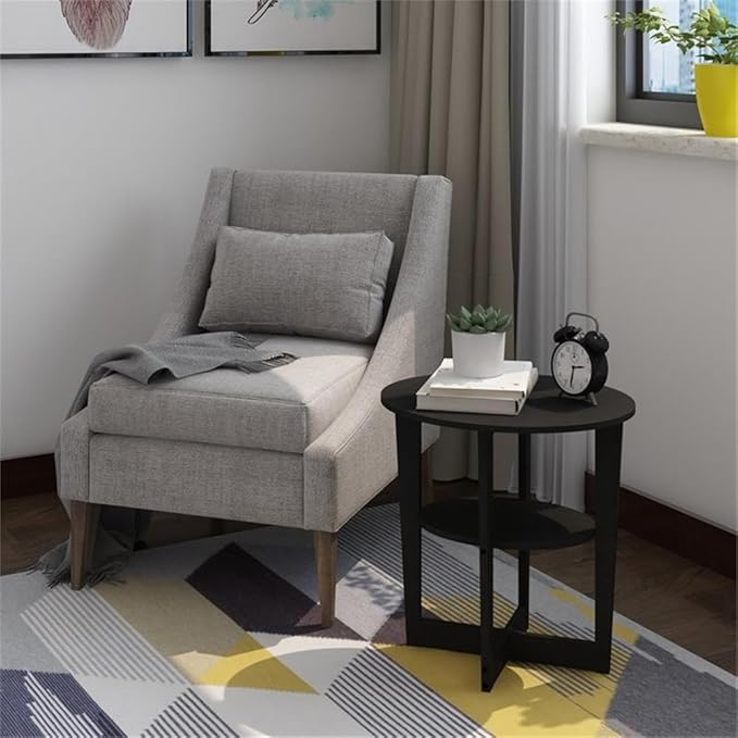 Furinno TURN-N-TUBE Side Table, 3-Tier Square Modern End Table, Open Shelves Nightstand, Night Stand, Bedside Table, Easy Assembly, for Living Room, Bedroom, Espresso