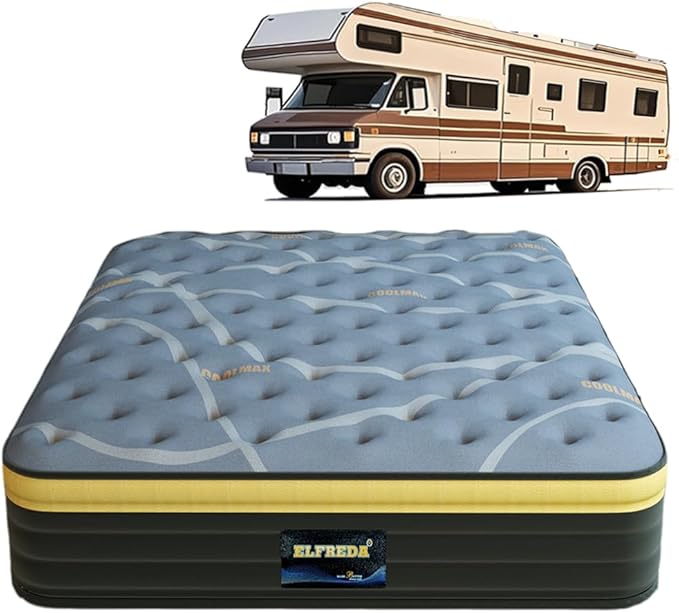 Elfreda Short Queen Mattress, 12 inch Pillow Top Pocket Spring Hybrid RV Mattress, Memory Foam Innersprings Medium Firm，Supportive Pressure Relief 74''x60 Camper in a Bag