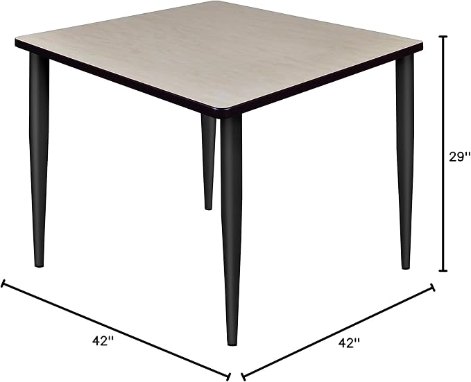 Regency Kahlo 42 in. Square Breakroom Table- Maple Top, Black Tapered Legs
