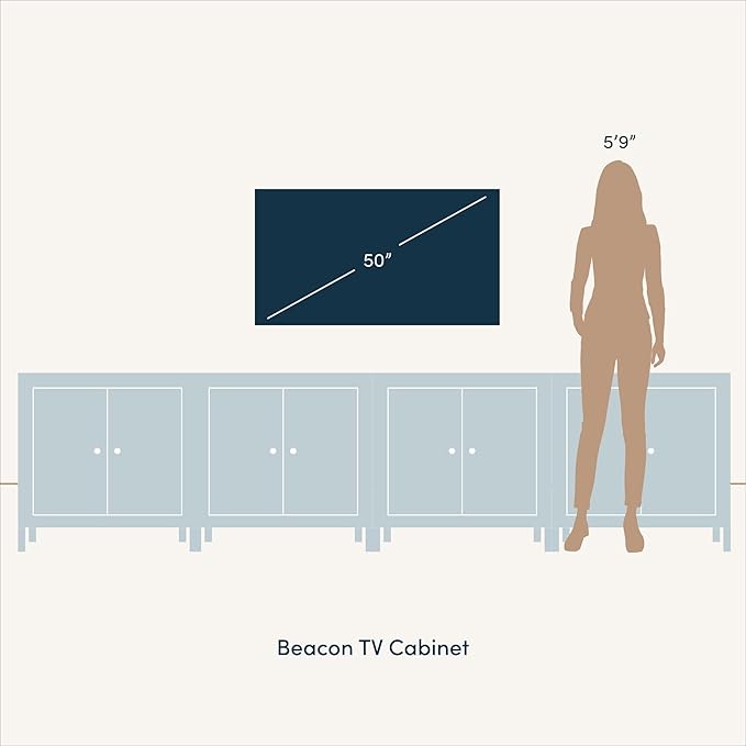 Nathan James Beacon Accent Natural Sideboard Storage Cabinet TV Stand in Wire-Brushed Wood with Adjustable Interior Shelf and Seagrass Doors, for Hallway, Entryway or Dining Room, Black, Set of 4