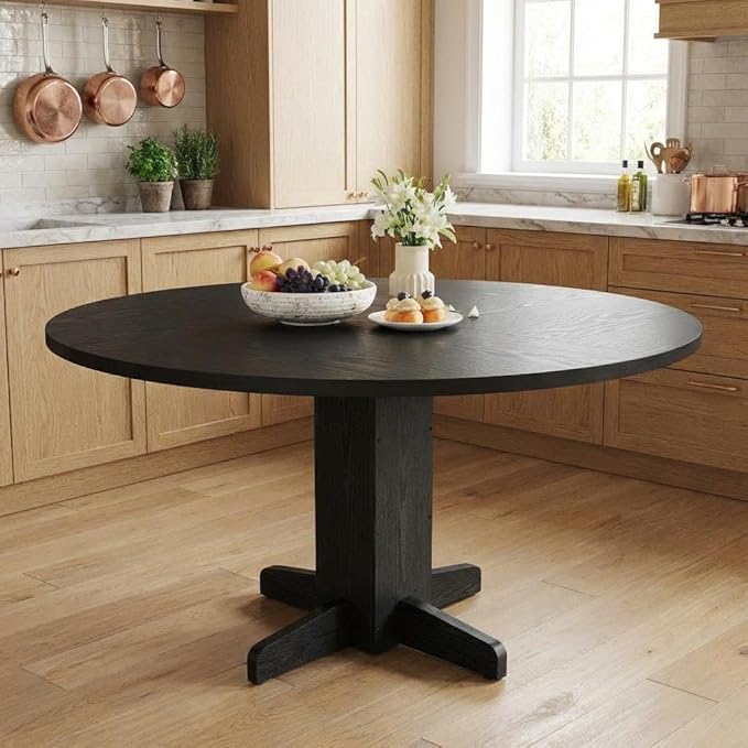 GAOMON Round Dining Table for 4-6 People,Circle Dining Table, 47 Inch Farmhouse Kitchen Table with Sturdy Pedestal Base,Finish Circle Table for Dining Room, Living Room, Apartment