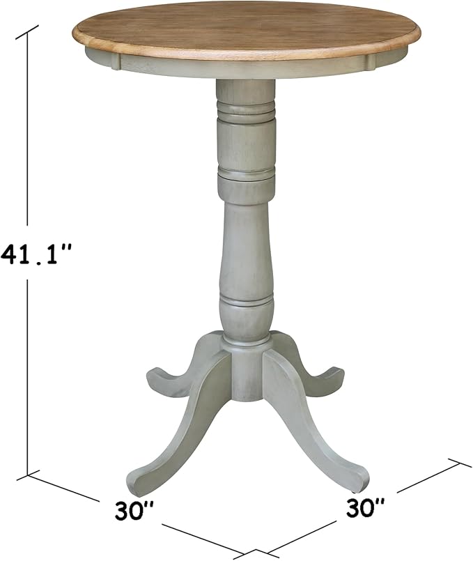 IC INTERNATIONAL CONCEPTS 30" Round Wood Distressed Hickory/Stone Table-Bar Height
