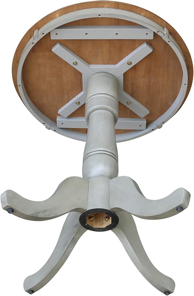 IC INTERNATIONAL CONCEPTS 30" Round Wood Distressed Hickory/Stone Table-Counter Height