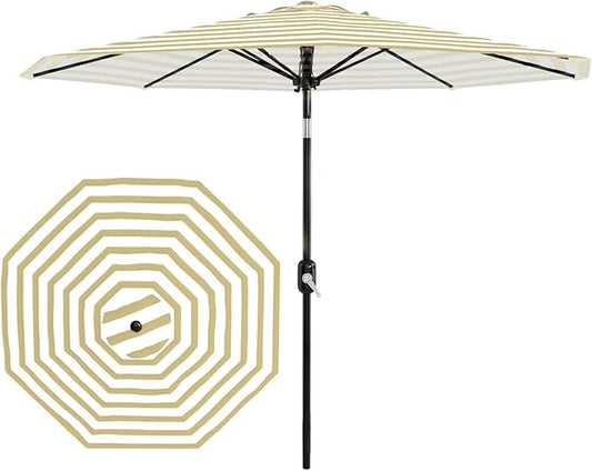 Garvee 10FT Patio Umbrella - Outdoor Table Umbrella with Crank Lift & Push Button Tilt - Market Umbrella 8 Sturdy Ribs UV Protection for Pool, Deck, Yard, Garden