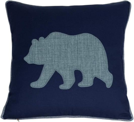 Navy Cotton Pillow Case Decorative Bear Pillow Cover for Sofa Cushions Covers 18x18 Inches (Navy) …