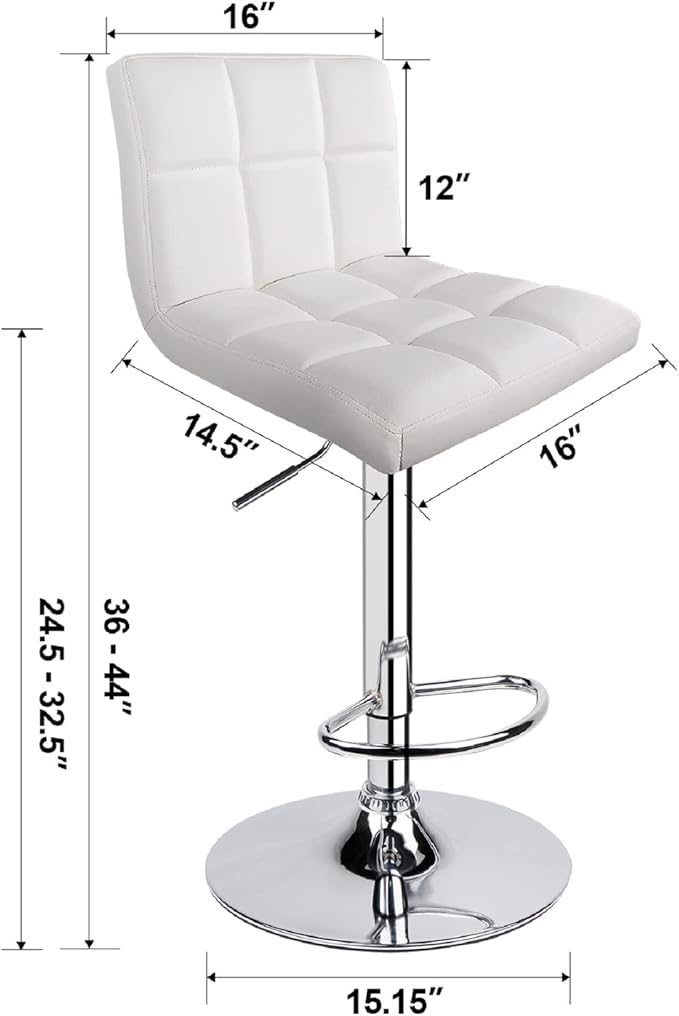 Leopard Bar Stools, Modern PU Leather Adjustable Swivel Bar Stool with Back, 1 Chair (White)