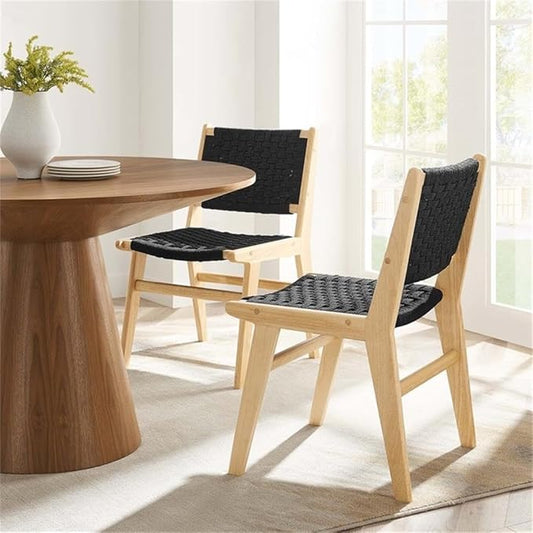 Modway Saoirse Faux Leather Wood Accent Lounge Chair in Natural Black
