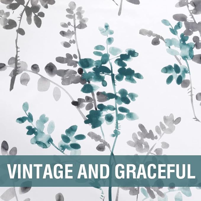 H.VERSAILTEX Blackout Curtains for Bedroom Thermal Insulated Grommet Room Darkening Noise Reducing Curtains for Living Room, 2 Panels, 52 x 84 Inch, Vintage Classical Floral Printing Grey and Teal