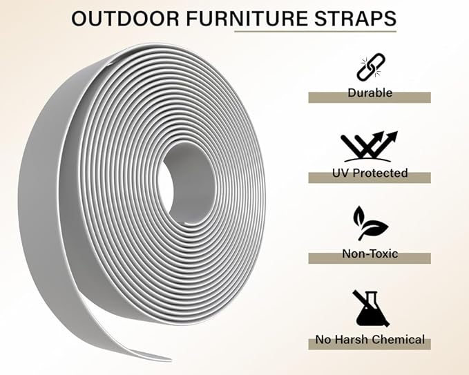 2" x20' ft Vinyl Straps for Patio Chairs Repair Outdoor Lawn Furniture Strapping Matte Finish (Gray) + 20 Free Rivets!