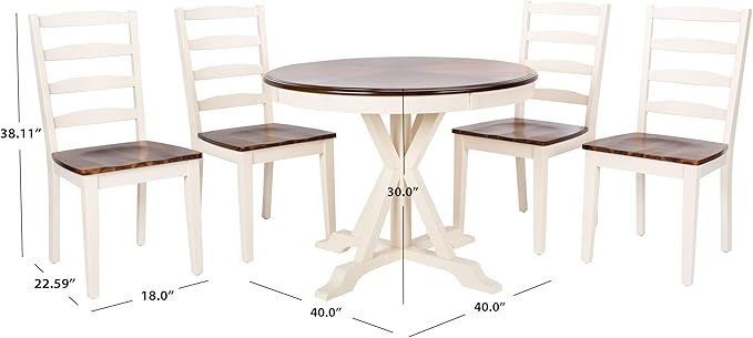 Safavieh Home Shay White and Natural 5-piece Dining Set