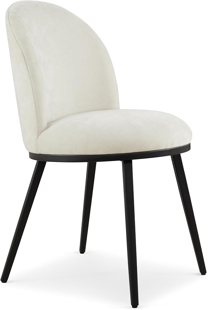 Dining Chairs Set of 2, Fabric Upholstered Dining Room Chairs with Ergonomic Backrest & Metal Legs, Modern Kitchen Side Chairs for Home, Restaurant, and Café, Dove