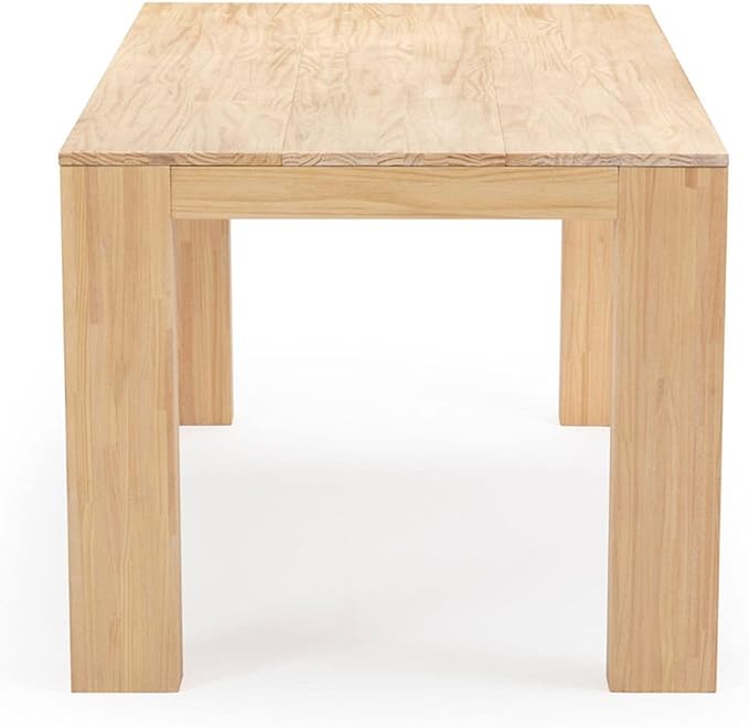 Plank+Beam 72 Inch Modern Solid Wood Dining Table - Solid Pine, Wirebrush Finish, Seats 6, Non-Toxic Finish, Easy Assembly, for Kitchen or Office, Blonde Wirebrush