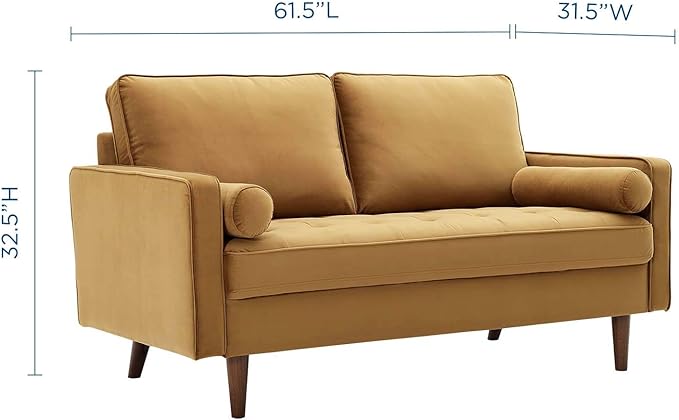 Modway Valour Performance Velvet Loveseat, Cognac Valour Performance Velvet Loveseat