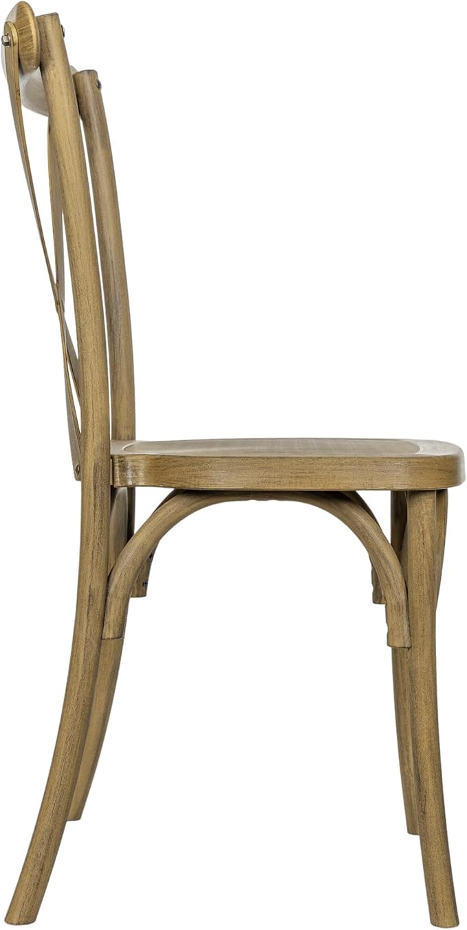 Flash Furniture Hercules Commercial Indoor/Outdoor Cross Back Chair, Wood Look, Weather-Resistant, Lightweight Design, Versatile Use, Chestnut