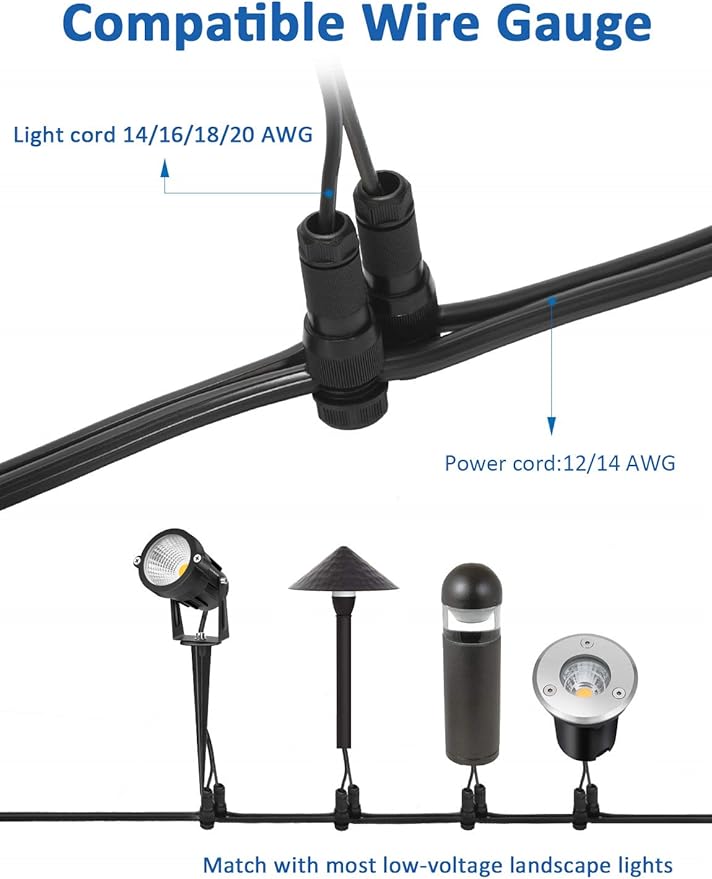 SUNVIE Low Voltage Fastlock Landscape Lighting Wire Connector Outdoor 12-14 Gauge Cable Connectors for Landscape Path Lights Work with Malibu Paradise Moonrays and More (16 Pack)
