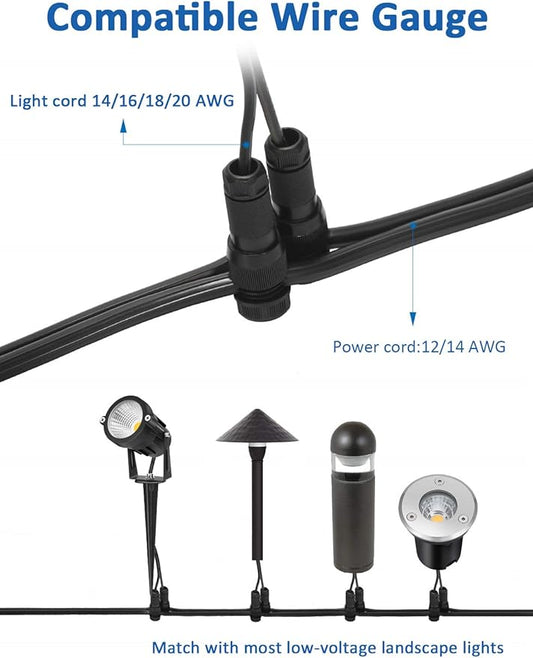SUNVIE Low Voltage Wire Connector 12-16 Gauge Landscape Lighting Connectors Waterproof for Landscape Lights Outdoor Path Lights Work with Malibu Paradise and Other Low Voltage Lighting, 60 Pack