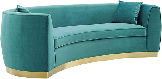 Modway EEI-3408-TEA Resolute Curved Performance Velvet Sofa, Teal