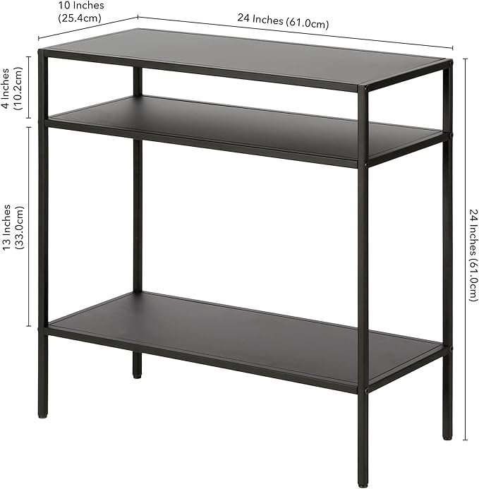 Henn&Hart 24" Wide Rectangular Side Table in Blackened Bronze, Table for Living Room, Bedroom