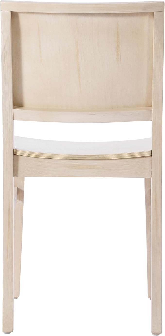 Flash Furniture Naples Commercial Solid Wood Dining Chair, Curved Backrest, Sturdy Mortise and Tenon Construction, Antique White