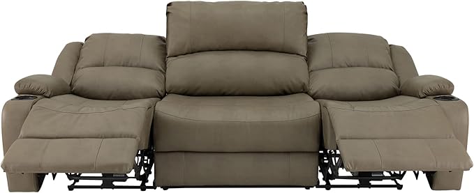 RecPro Charles 94" Powered Triple RV Wall Hugger Recliner | Drop Down Console | RV Furniture with Upgraded 2023 Fabric (Putty)