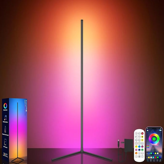 LED Corner Floor Lamp, 68+ Scenes, 16 Million Colors Corner Light with App & Remote Control, 65” Smart RGB Ambient Lighting with Music Sync, Mood Lighting for Bedroom, Living Room, Gaming Room