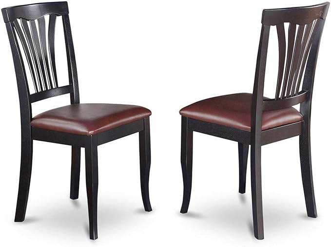 East West Furniture Avon 36" Faux Leather Dining Chairs in Black (Set of 2)