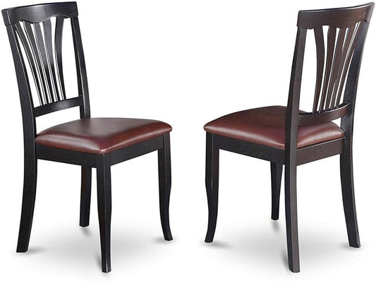 East West Furniture Avon 36" Faux Leather Dining Chairs in Black (Set of 2)