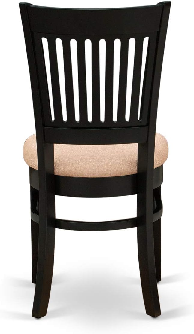 East West Furniture ANVA5-BLK-C 5 Piece Dining Room Furniture Set Includes a Round Dining Table with Pedestal and 4 Linen Fabric Upholstered Chairs, 36x36 Inch, Black