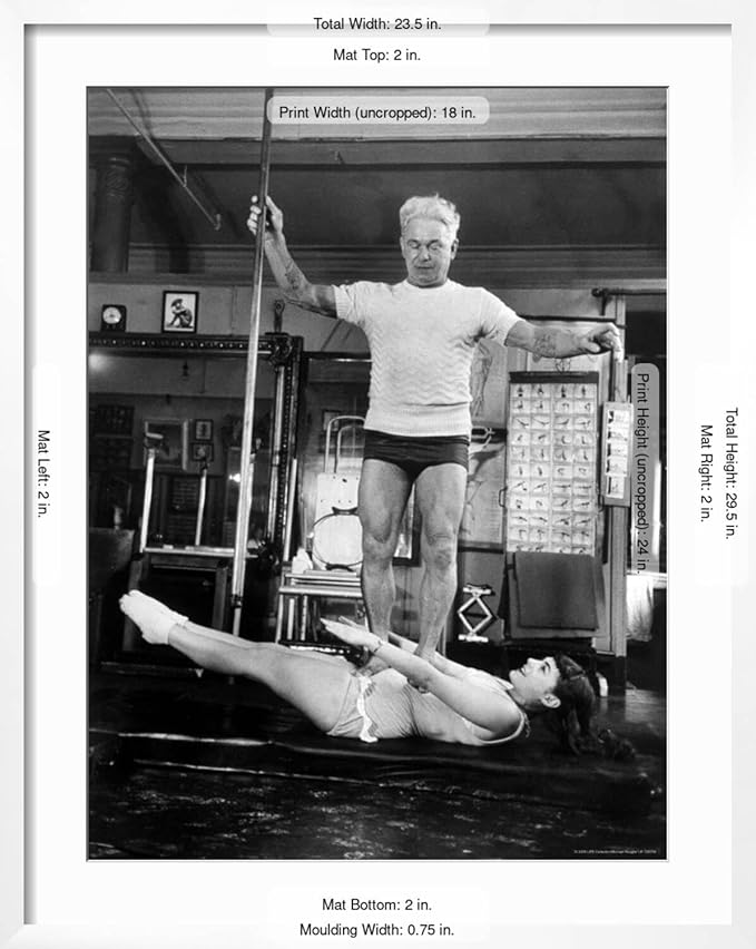 ART.COM Wall Premium Photographic Print Opera Singer Roberta Peters Balancing Her Trainer, Joseph Pilates, on Her Operatic Breadbasket on White Frame by Michael Rougier, 23" x 29"