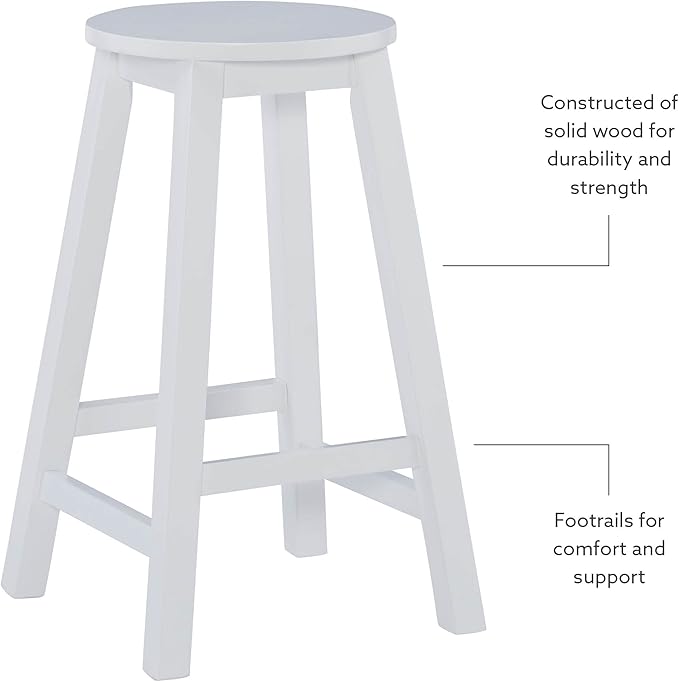 Zeke White 24" Counter Stool with Round Seat by Linon