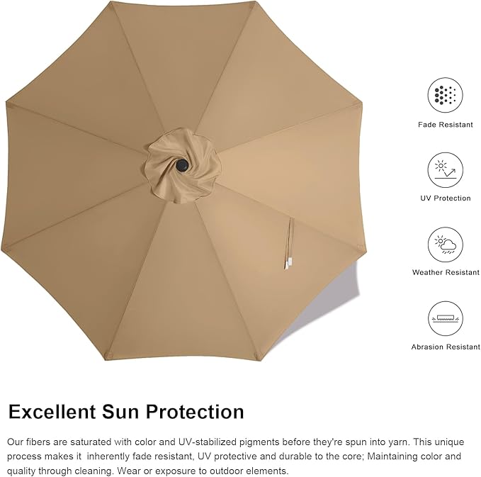 ABCCANOPY 10FT Patio Umbrella, Outdoor Waterproof Table Umbrella with Push Button Tilt and Crank, 8 Ribs UV Protection Pool Umbrella for Garden, Lawn, Deck & Backyard (Forest Green)