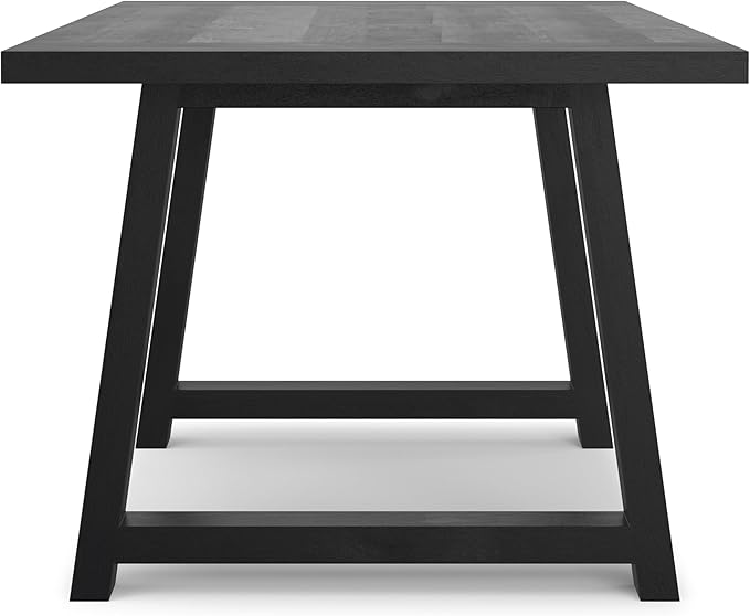 SIMPLIHOME Whitley Dining Table - 72 inch Wide Solid Mango Wood Rectangular Table in Black, Modern Farmhouse Style for Dining Room or Kitchen with Extra-Thick Trestle Base, Seats 6