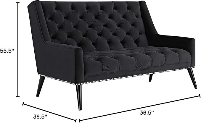 Modway Peruse Velvet Loveseat in Black