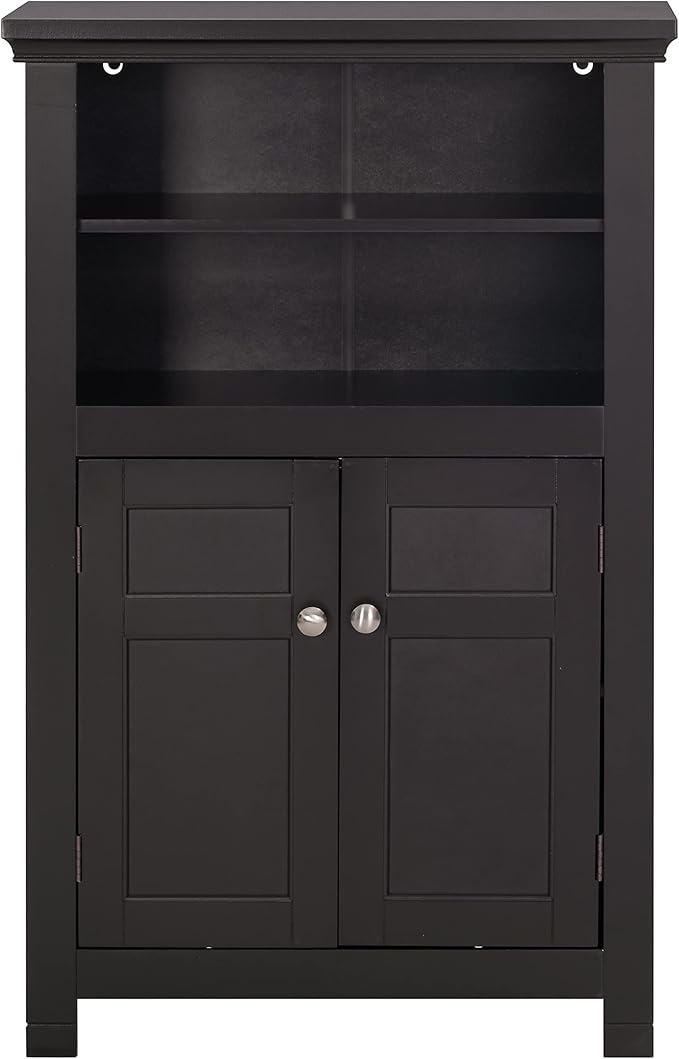 Spirich Bathroom Storage Cabinet, Floor Wood Cabinet with Doors and Adjustable Shelves, Freestanding Entryway Cabinet Organizer (Espresso)