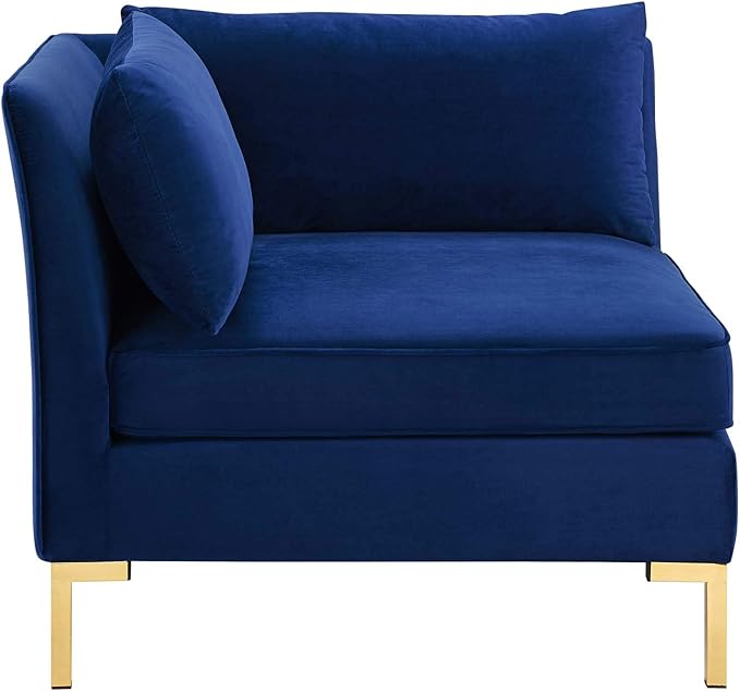 Modway Ardent Performance Velvet Sectional Sofa Corner Chair, Navy