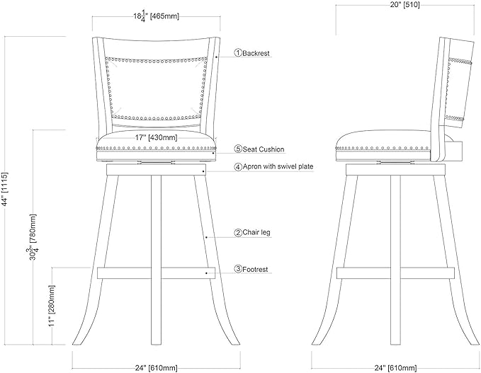 Boraam Melrose Ivory Fabric Wood Swivel Bar Stool - Driftwood Wire-Brush