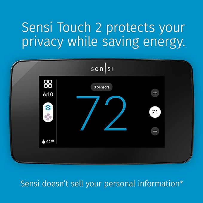 Sensi Touch Smart Thermostats Bundle with Touchscreen Color Display | Programmable | Wi-Fi | Mobile App | Easy DIY | Data Privacy | Compatible with Alexa