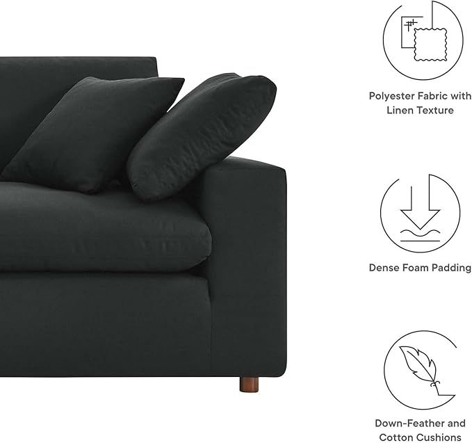 Modway EEI-4859-BLK Commix Down Filled Overstuffed Loveseat, Black