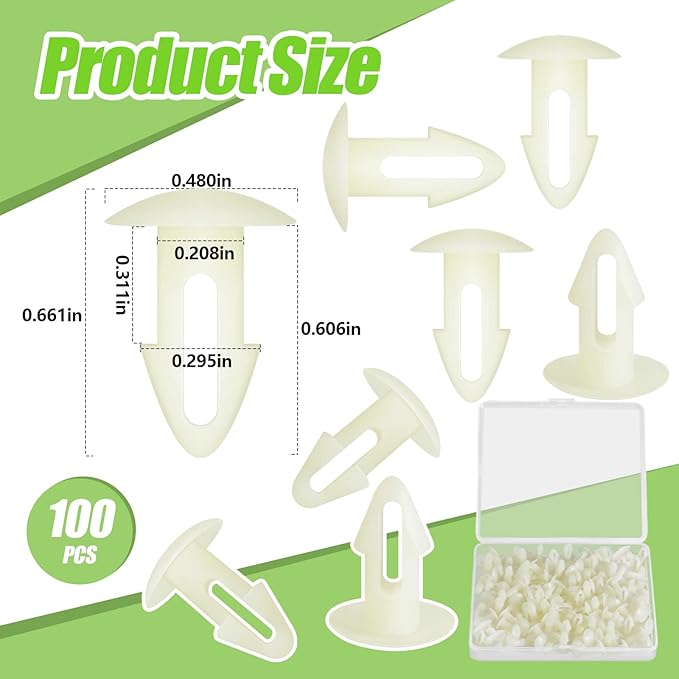100 Pcs Strapping Rivets 15/64 Inch Hole Patio Strapping Fasteners for Patio Furniture Repair Webbing Lawn Chair Lounge Accessories, 0.66 x 0.48 Inch (White)