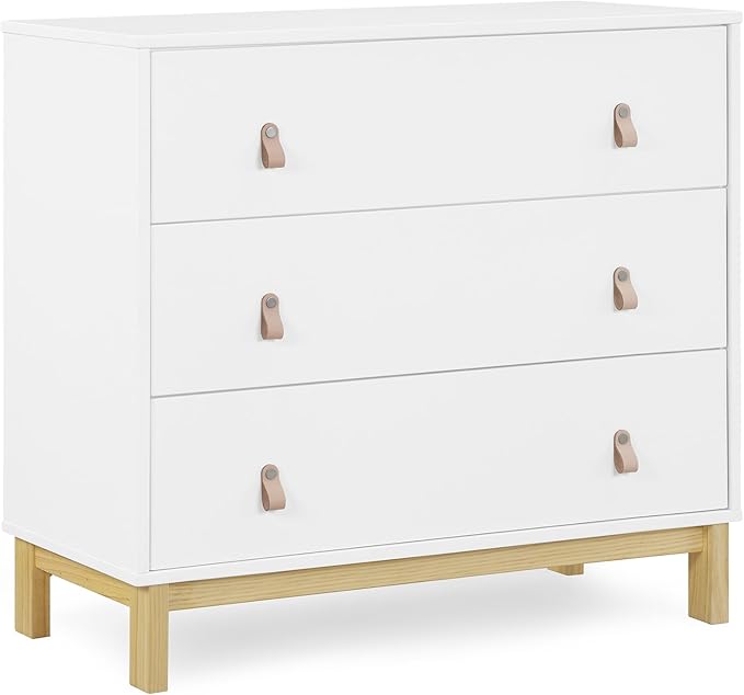 babyGap Legacy 3 Drawer Dresser with Leather Pulls and Interlocking Drawers by Delta Children, Bianca White/Natural